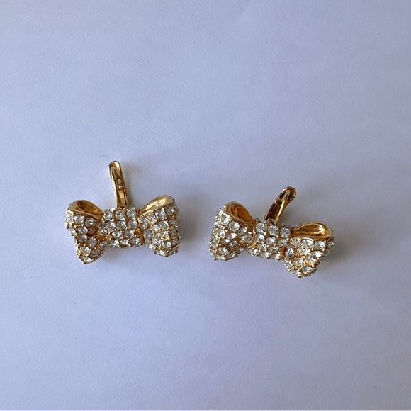 Kate Spade Sparkling Bow Earrings, Gold and Rhinestone Earrings - Picture 2 of 6